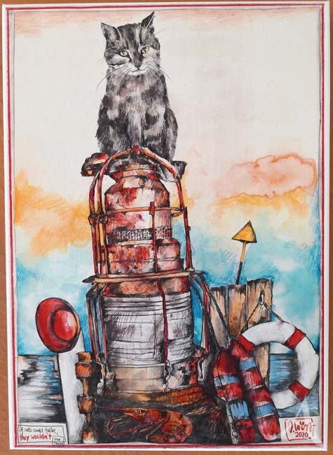 Kunstdruck auf Leinwand - Ole West "If Cats Could Talk..." - ca.: 36 x 50cm