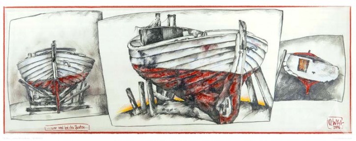 Kunstdruck "...war mal bei den Booten..." von OLE WEST.