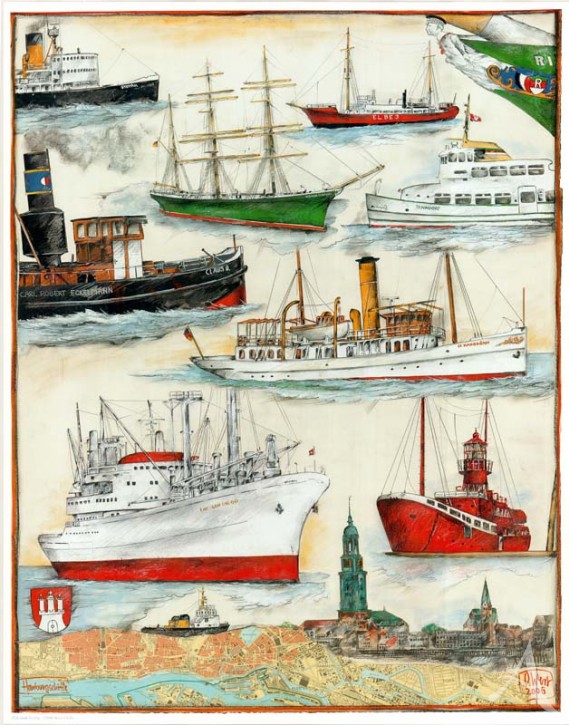 Kunstdruck "Hamburg - Schiffe"