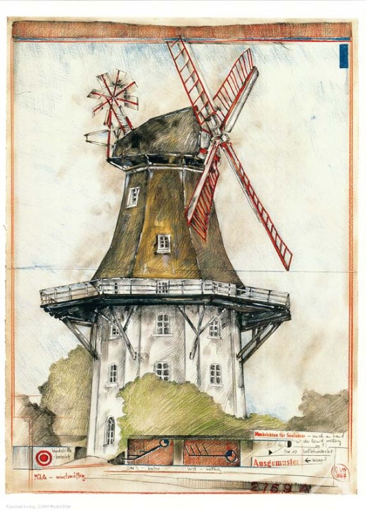 Kunstdruck "Mühle - windmäßig"