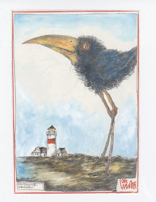 Zeichnung "Küstengroßschnäbler" - OLE WEST - UNIKAT