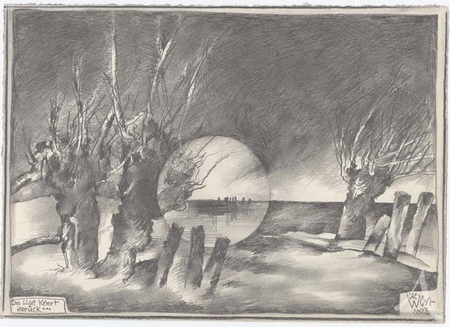 Zeichnung "Das Licht kehrt zurück" von Ole West - ca.: 21 x 30cm