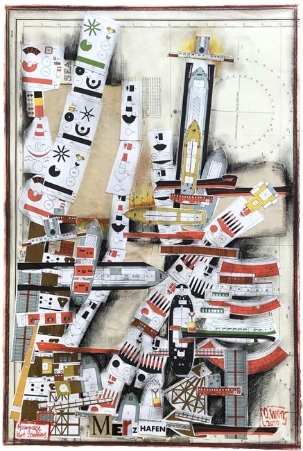 Collage von Ole West - Hommage an Kurt Schwitters - "MERZHAFEN"