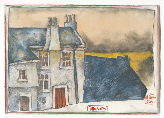 Ole West "Pittenweem" (Schottland) - Original- Zeichnung