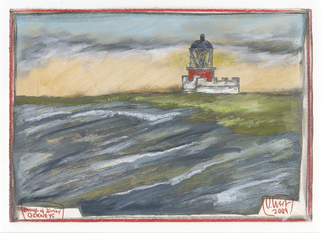 Ole West "Brough of Birsay / Orkneys" (Schottland) - Original- Zeichnung