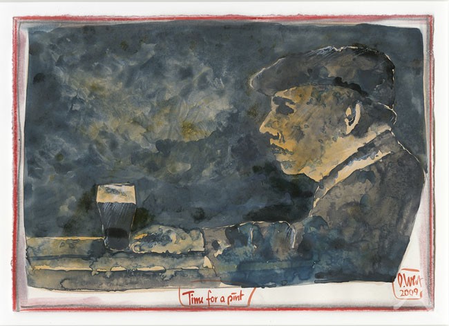 Ole West "Time for a Pint" (Schottland) - Original- Zeichnung
