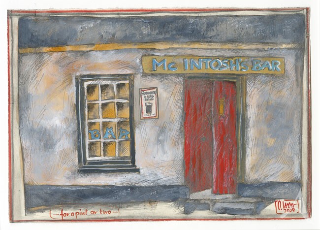 Ole West "For a Pint or two..." (Schottland) - Original- Zeichnung