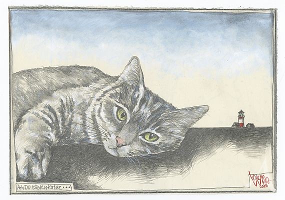 Original- Zeichnung "Ach du Küstenkatze..."