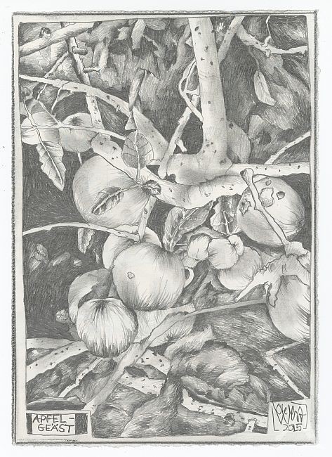 "Apfelgeäst" - ORIGINAL-Zeichnung aus dem Kochbuch "ÄPFEL an BORD"