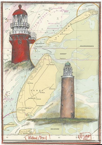 Leuchtturm "Vlieland - Texel / Niederlande" - Zeichnung von Ole West