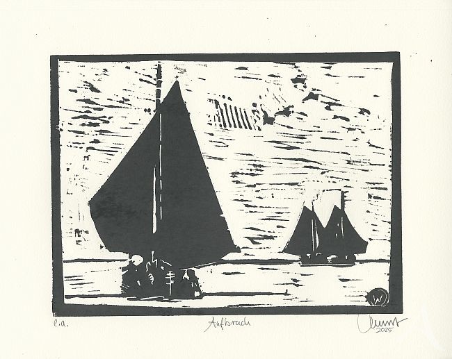 ORIGINAL- HOLZSCHNITT - "Aufbruch" - von Ole West