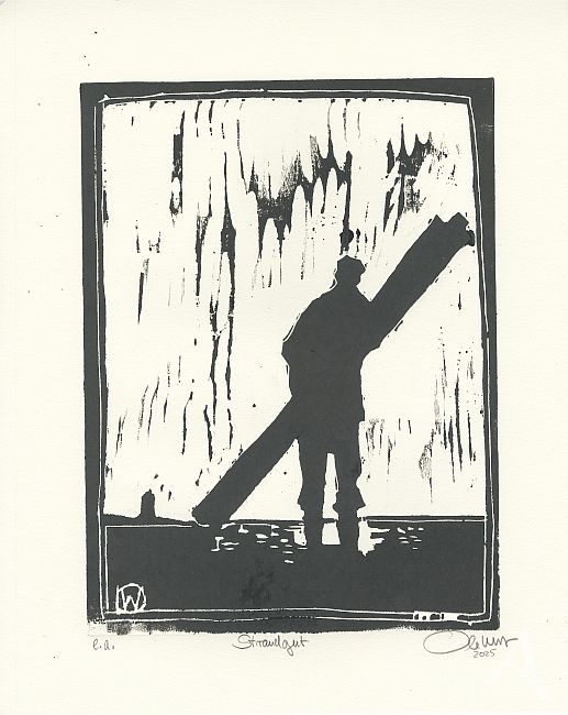 ORIGINAL-HOLZSCHNITT - "Strandgut" von Ole West