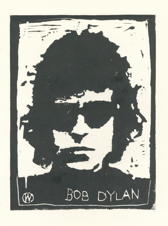 ORIGINAL- HOLZSCHNITT - "Bob Dylan"