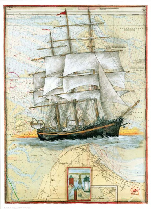 Kunstdruck "Rahsegler" von OLE WEST.