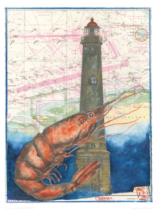 Leuchtturm "BORKUM" - Kunstdruck von Ole West