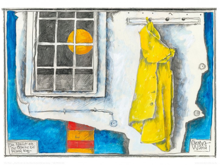 "Die Nacht als die Öljacke in PILSUM hing..." - Kunstdruck von Ole West