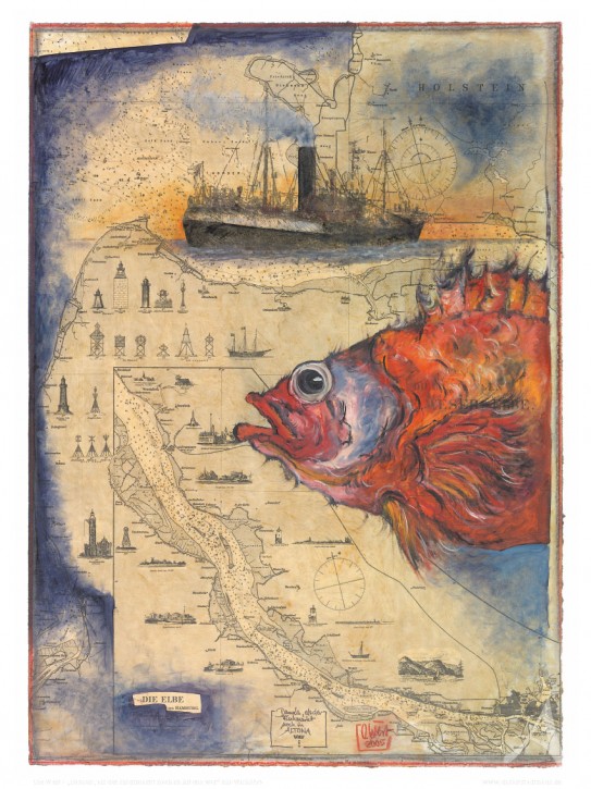 "Damals, als der Fischmarkt noch in Altona war..." - Kunstdruck von Ole West