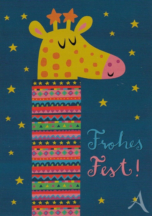 Postkarte "Frohes Fest" (Giraffe)