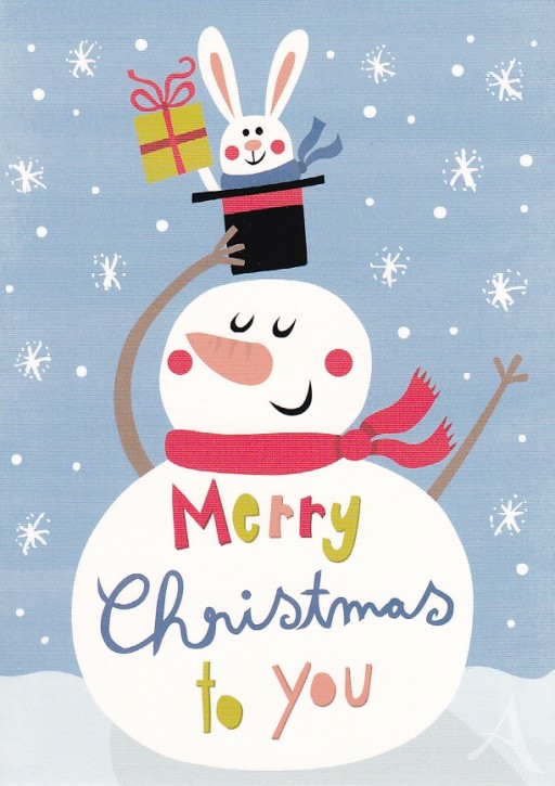 Postkarte "Merry Christmas to you" (Schneemann)
