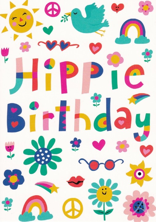 Postkarte "Hippie Birthday"