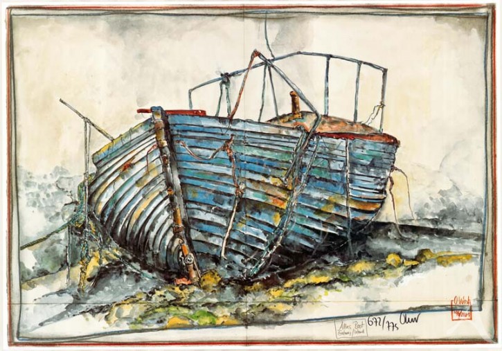Kunstdruck "Altes Boot", Limitiert & Handsigniert !
