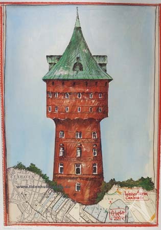 Kunstdruck "Wasserturm Cuxhaven" von OLE WEST.