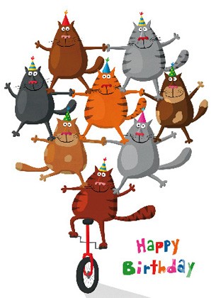 Doppelkarte "Happy Birthday (Katzen)"