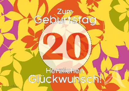 Doppelkarte "Zum Geburtstag (20) Herzlichen Glückwunsch!"