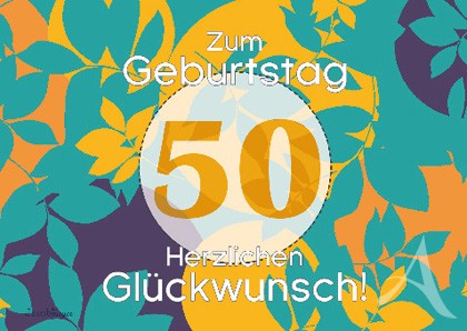 Doppelkarte "Zum Geburtstag (50) Herzlichen Glückwunsch!"