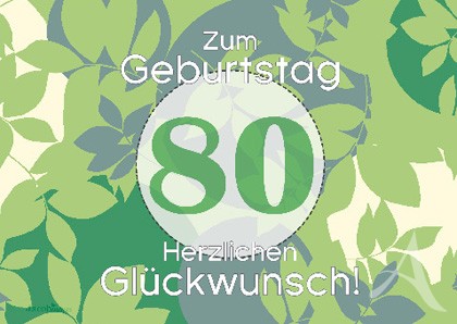 Doppelkarte "Zum Geburtstag (80) Herzlichen Glückwunsch!"