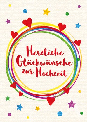 Doppelkarte "Herzliche Glückwünsche zur Hochzeit"