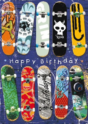 Doppelkarte "Happy Birthday (Skateboards)" - Nur noch wenige EXEMPLARE !