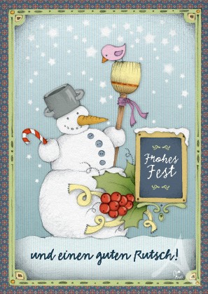 Postkarte "Frohes Fest (Schneemann)"