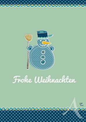 Postkarte "Frohe Weihnachten (Schneemann)"