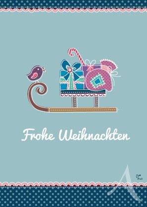 Postkarte "Frohe Weihnachten (Schlitten)"