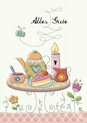 Postkarte "Alles Gute (Kaffee & Kuchen)"