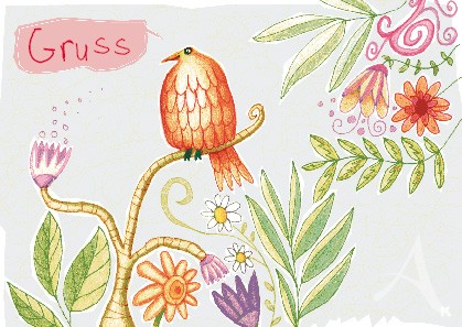 Postkarte "Gruss (Vogel)"