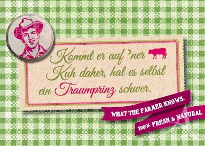 Farmer-Serie - Postkarte "Kommt er auf `ner Kuh daher..."