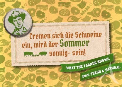 Farmer-Serie - Postkarte "Cremen sich die Schweine ein..."