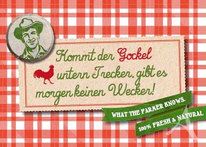 Farmer-Serie - Postkarte "Kommt der Gockel untern Trecker..."