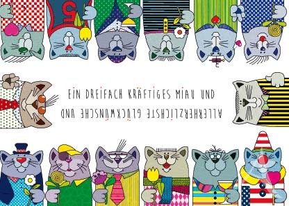 Postkarte "Ein dreifach kräftiges Miau..."