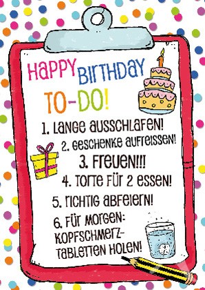 Postkarte "Happy Birthday (TO-DO!)"