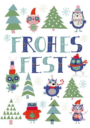 Postkarte "Frohes Fest (Eulen)"