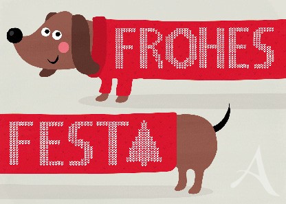 Postkarte "Frohes Fest" (Dackel)