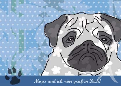 Postkarte "Mops und ich"