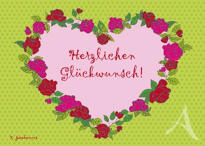 Postkarte "Herzlichen Glückwunsch! (Herz)"