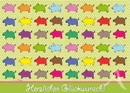 Postkarte "Herzlichen Glückwunsch! (Schweine)"