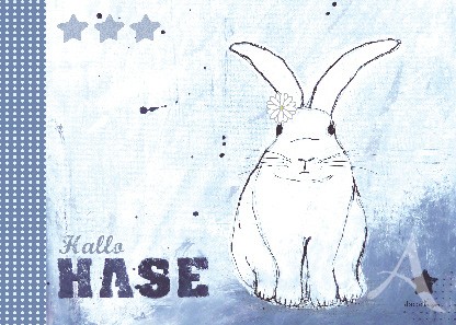 Postkarte "Hallo Hase (Hase mit Blume)"