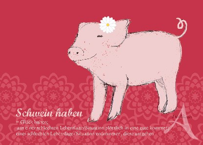 Postkarte "Schwein haben"