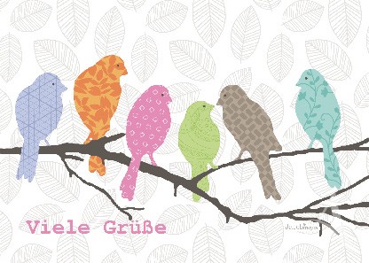 Postkarte "Viele Grüße (Vögel)"